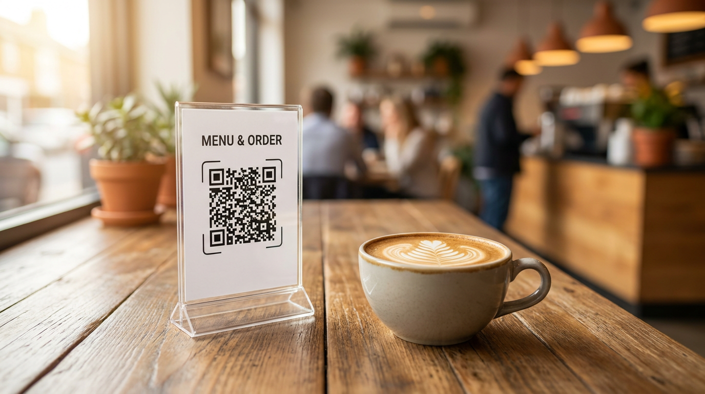 QR-код на столе в кафе