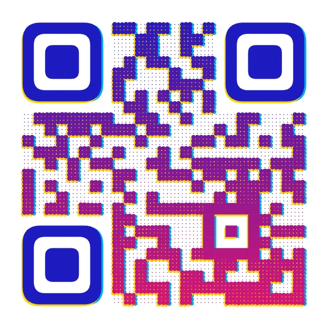 Красивый QR-код в стиле «Печать CMYK»: растровые точки с градиентом и сдвигом красок, как в журнале