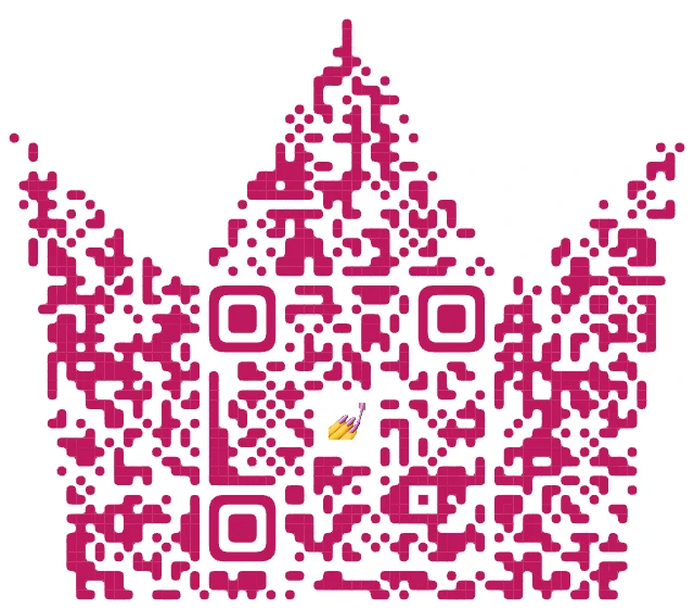 Красивый QR-код в стиле «Салон красоты»: корона из жидких модулей — для салонов, маникюра и бровистов